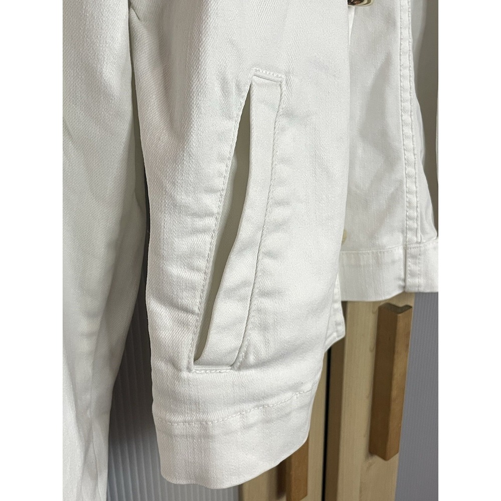 Ralph Lauren White Denim Jacket Nautical Utility L Equestrian Gold Buckle Luxury - Picture 7 of 10